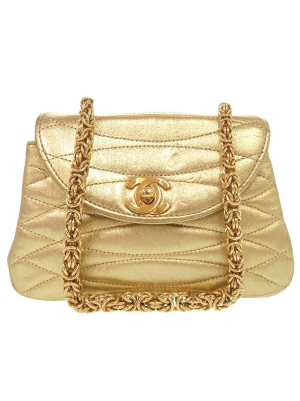 Chanel CC Logo Lambskin Gold Chain Bag